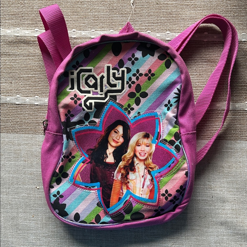 ICarly mini Colorful Striped Backpack with Graphic Design